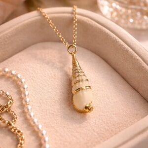 Coastal look Gold dipped Seashell Pendant 1.75”